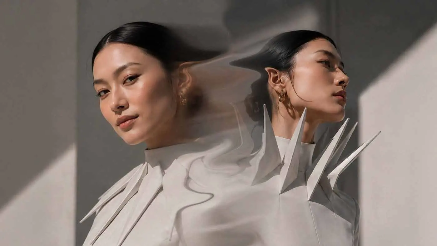 Reacting fashion garment with moving elements